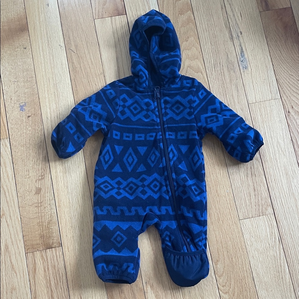 Baby Blue Fleece One-Piece Hooded outfit